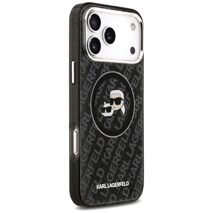 Ovitek MagSafe za Apple iPhone 17 Pro Max, Karl Lagerfeld, Glitter Karl & Choupette Head, črn
