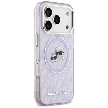 Ovitek MagSafe za Apple iPhone 17 Pro Max, Karl Lagerfeld, IML Glitter Karl & Choupette`s Heads, Vijolična