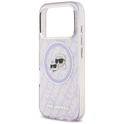 Ovitek MagSafe za Apple iPhone 17 Pro Max, Karl Lagerfeld, IML Glitter Karl & Choupette`s Heads, Vijolična