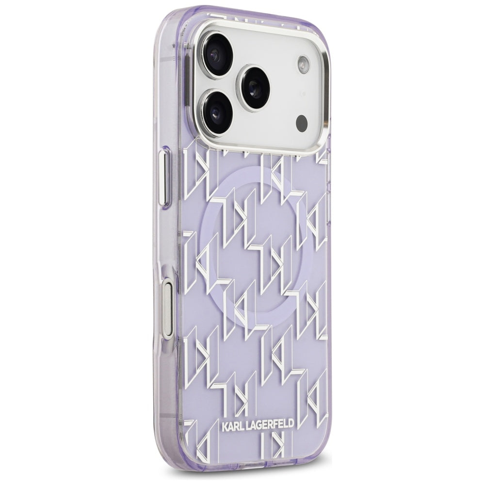 Ovitek MagSafe za Apple iPhone 17 Pro Max, Karl Lagerfeld, IML KL Monogram, Vijolična
