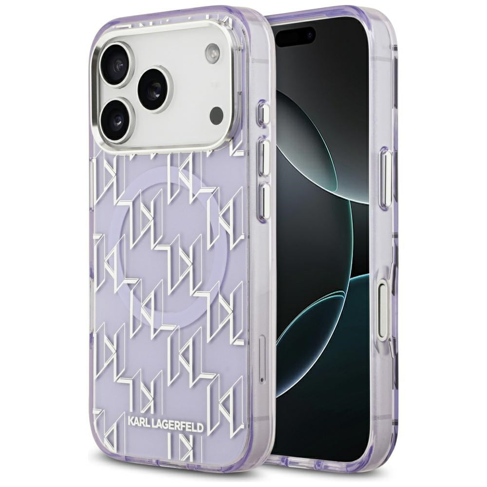 Ovitek MagSafe za Apple iPhone 17 Pro Max, Karl Lagerfeld, IML KL Monogram, Vijolična