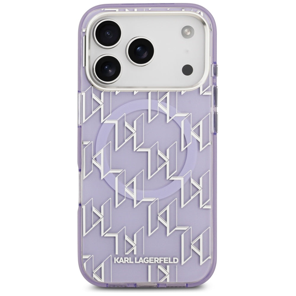 Ovitek MagSafe za Apple iPhone 17 Pro Max, Karl Lagerfeld, IML KL Monogram, Vijolična