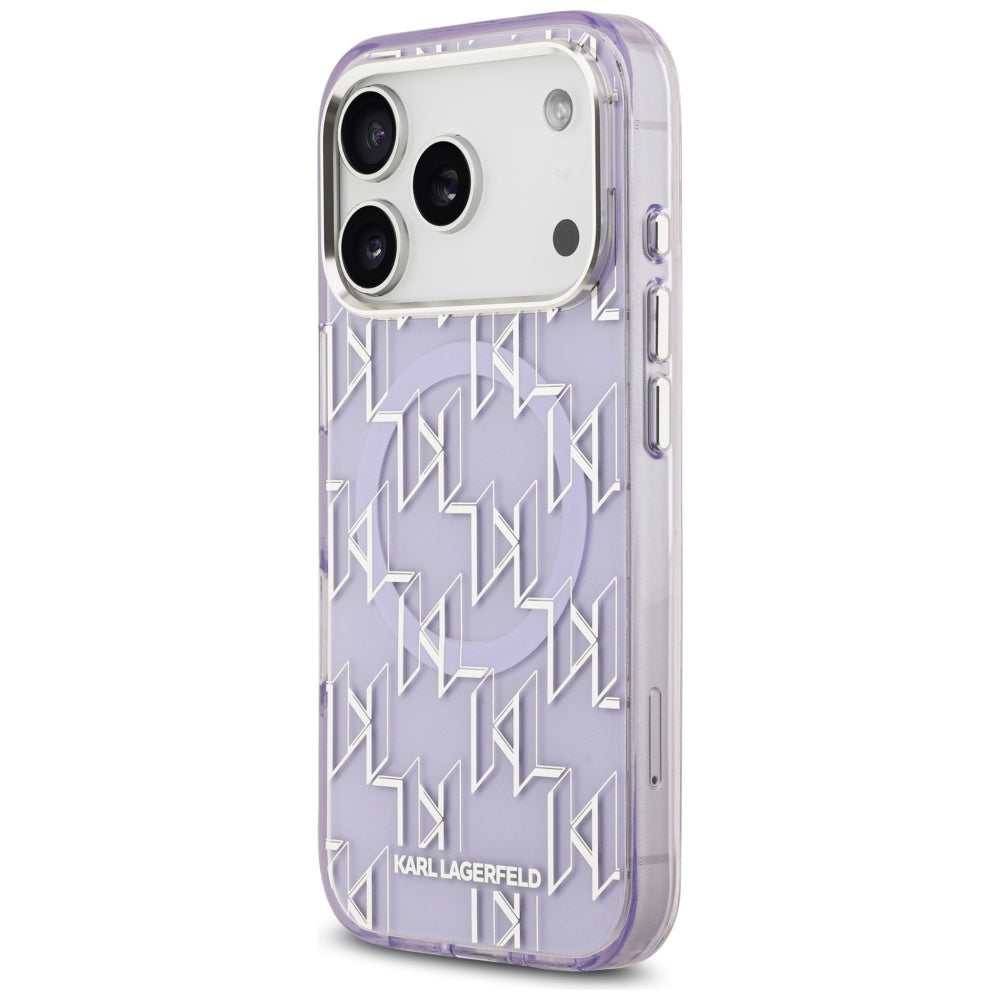 Ovitek MagSafe za Apple iPhone 17 Pro Max, Karl Lagerfeld, IML KL Monogram, Vijolična