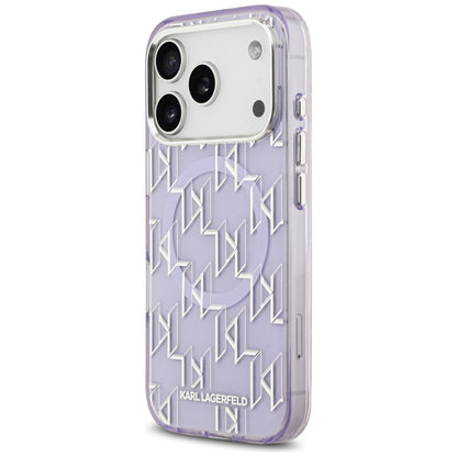 Ovitek MagSafe za Apple iPhone 17 Pro Max, Karl Lagerfeld, IML KL Monogram, Vijolična