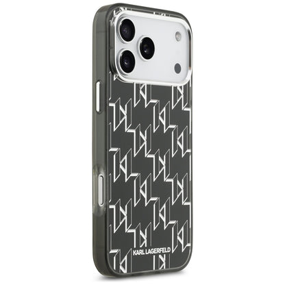 Ovitek MagSafe za Apple iPhone 17 Pro Max, Karl Lagerfeld, IML KL Monogram, Črn