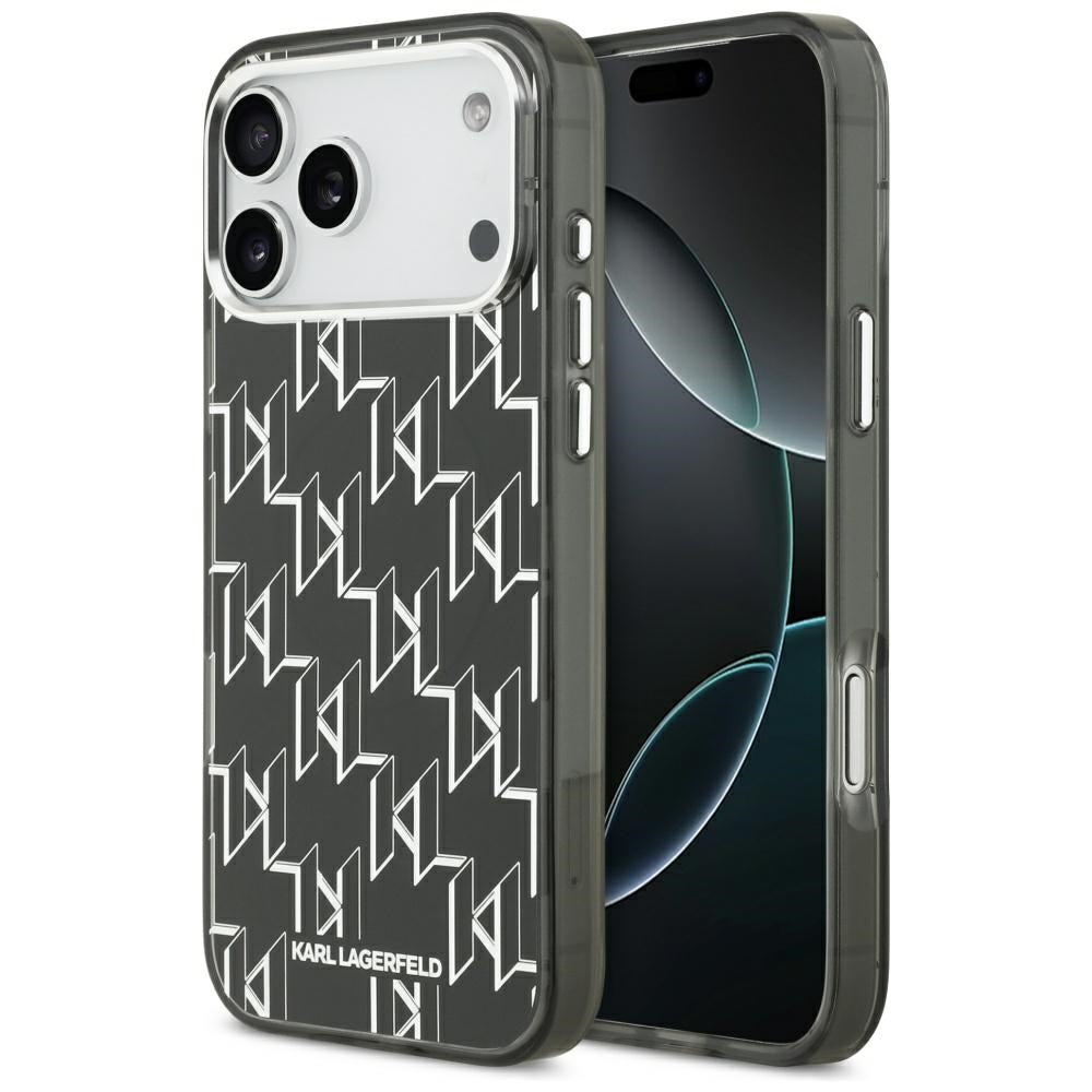Ovitek MagSafe za Apple iPhone 17 Pro Max, Karl Lagerfeld, IML KL Monogram, Črn