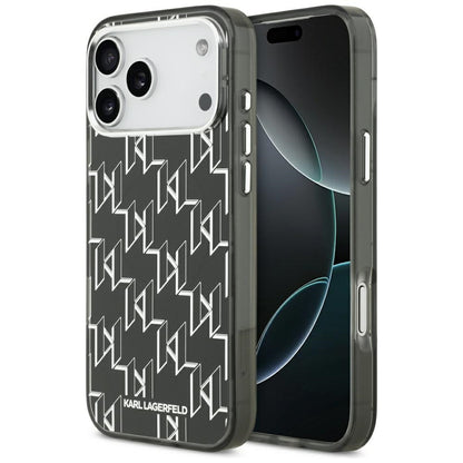 Ovitek MagSafe za Apple iPhone 17 Pro Max, Karl Lagerfeld, IML KL Monogram, Črn