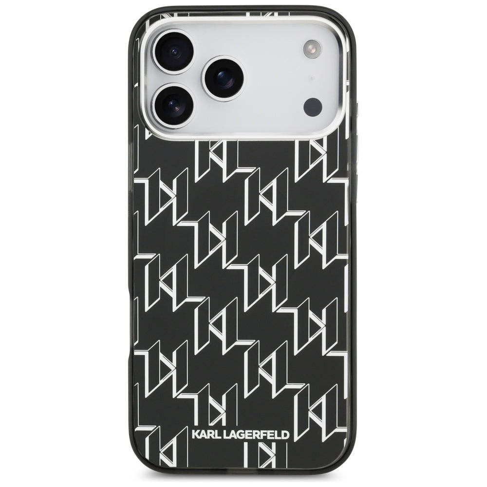 Ovitek MagSafe za Apple iPhone 17 Pro Max, Karl Lagerfeld, IML KL Monogram, Črn