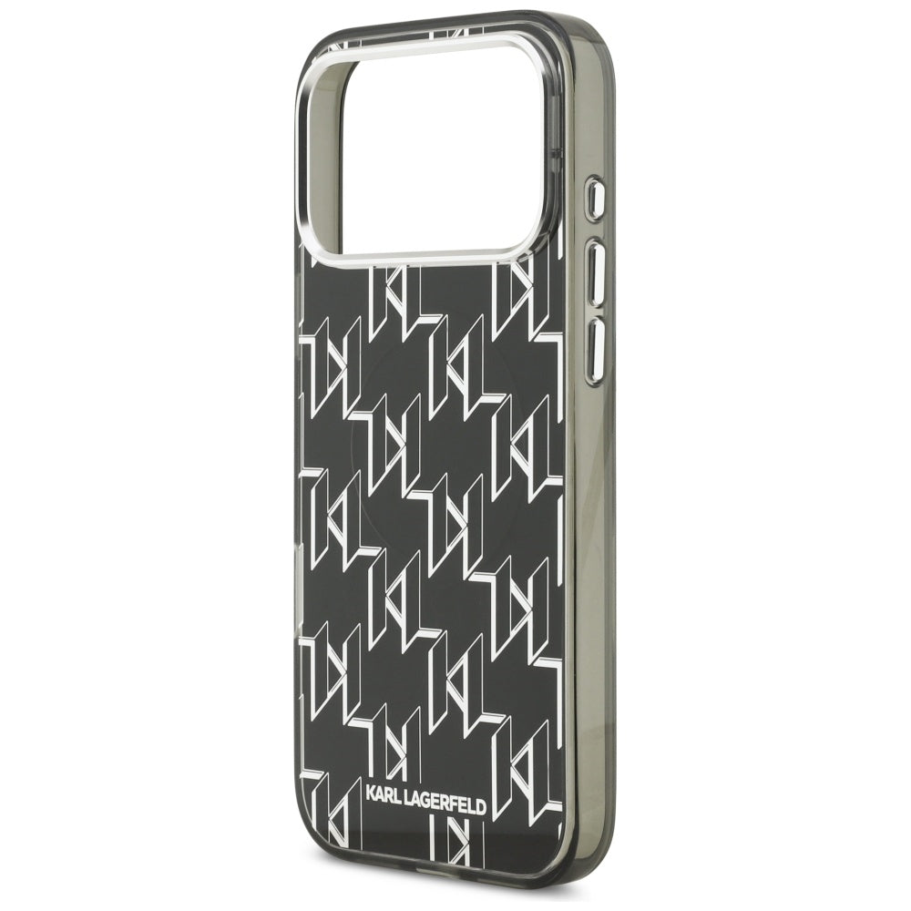 Ovitek MagSafe za Apple iPhone 17 Pro Max, Karl Lagerfeld, IML KL Monogram, Črn