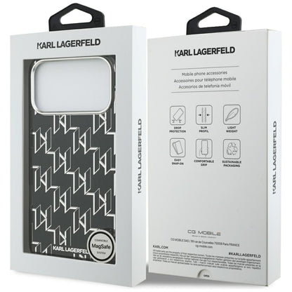 Ovitek MagSafe za Apple iPhone 17 Pro Max, Karl Lagerfeld, IML KL Monogram, Črn