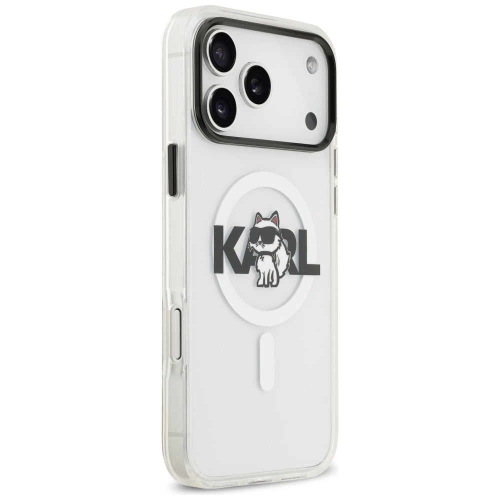 MagSafe Case for Apple iPhone 17 Pro Max, Karl Lagerfeld, IML Sketch Logo Choupette, Transparent