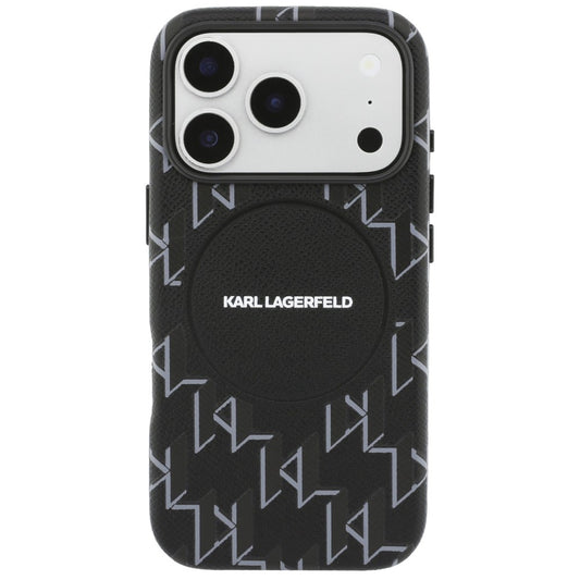 Ovitek MagSafe za Apple iPhone 17 Pro Max, Karl Lagerfeld, KL Monogram Logo, Črn
