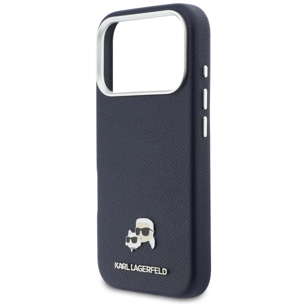 Ovitek MagSafe za Apple iPhone 17 Pro Max, Karl Lagerfeld, Saffiano Karl & Choupette Pins, Modra