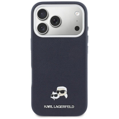 Ovitek MagSafe za Apple iPhone 17 Pro Max, Karl Lagerfeld, Saffiano Karl & Choupette Pins, Modra