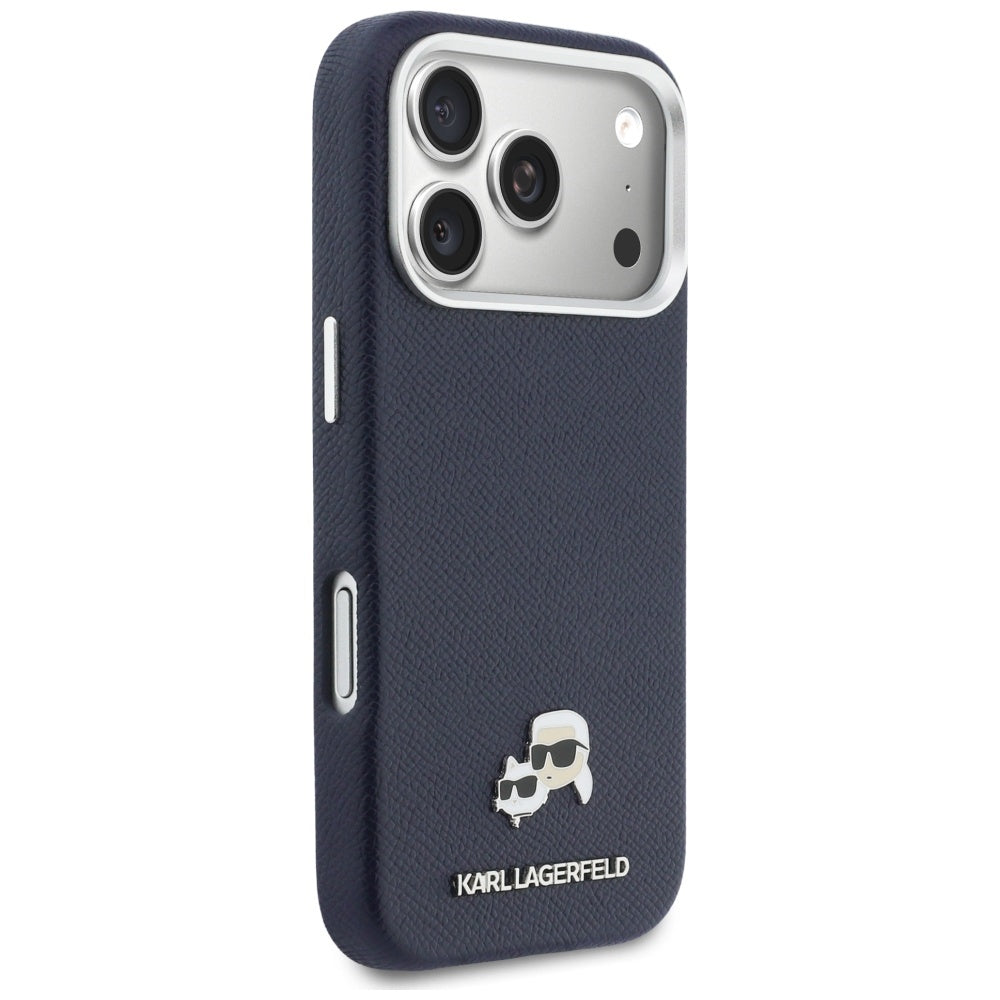 Ovitek MagSafe za Apple iPhone 17 Pro Max, Karl Lagerfeld, Saffiano Karl & Choupette Pins, Modra