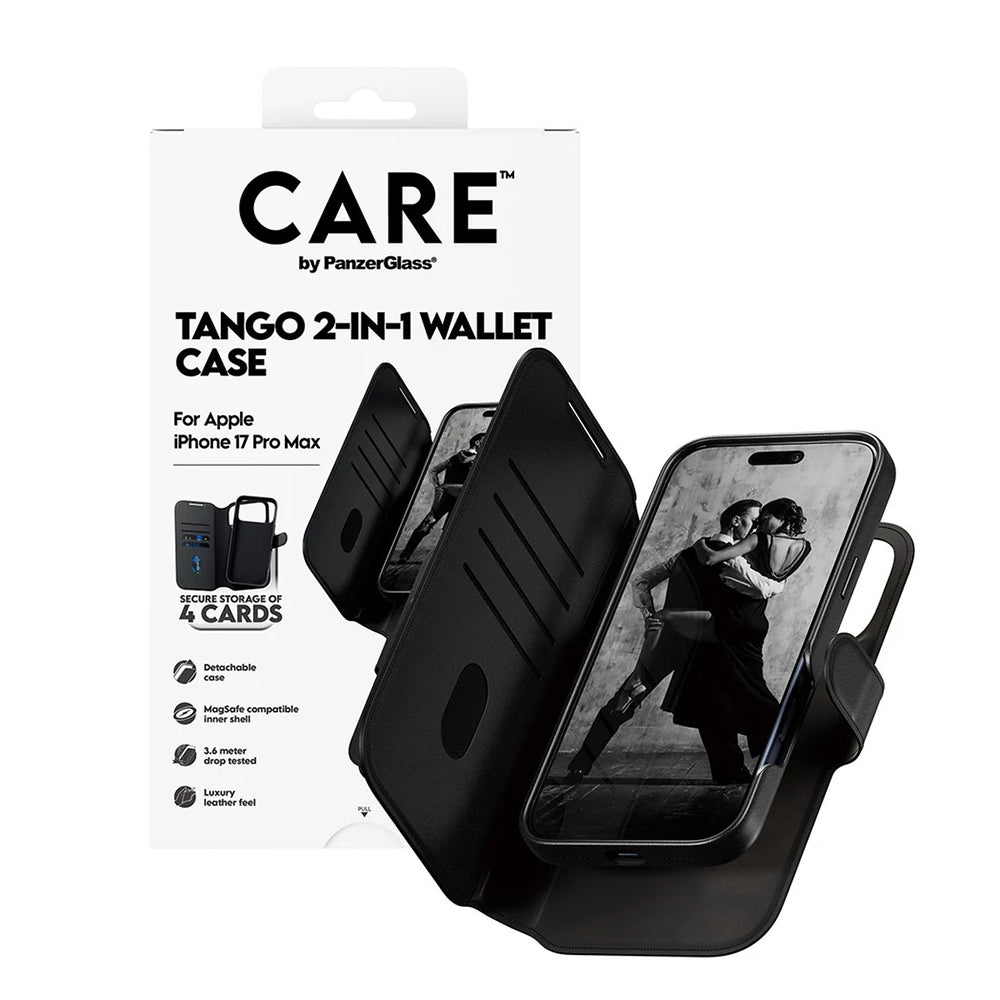 Ovitek MagSafe za Apple iPhone 17 Pro Max, PanzerGlass, Care Feature Tango Two-in-One, Črn