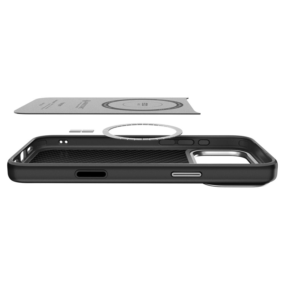 Ovitek MagSafe za Apple iPhone 17 Pro Max, Spigen, Enzo Aramid T, Črno Srebrn