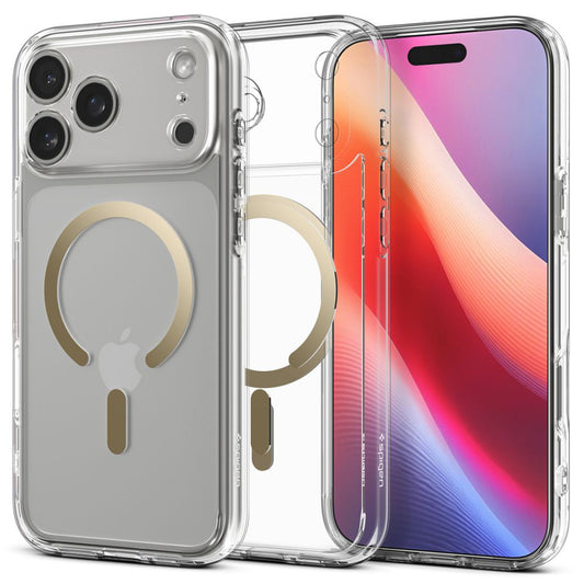 Ovitek MagSafe za Apple iPhone 17 Pro Max, Spigen, Ultra Hybrid, Prozorno Zlat