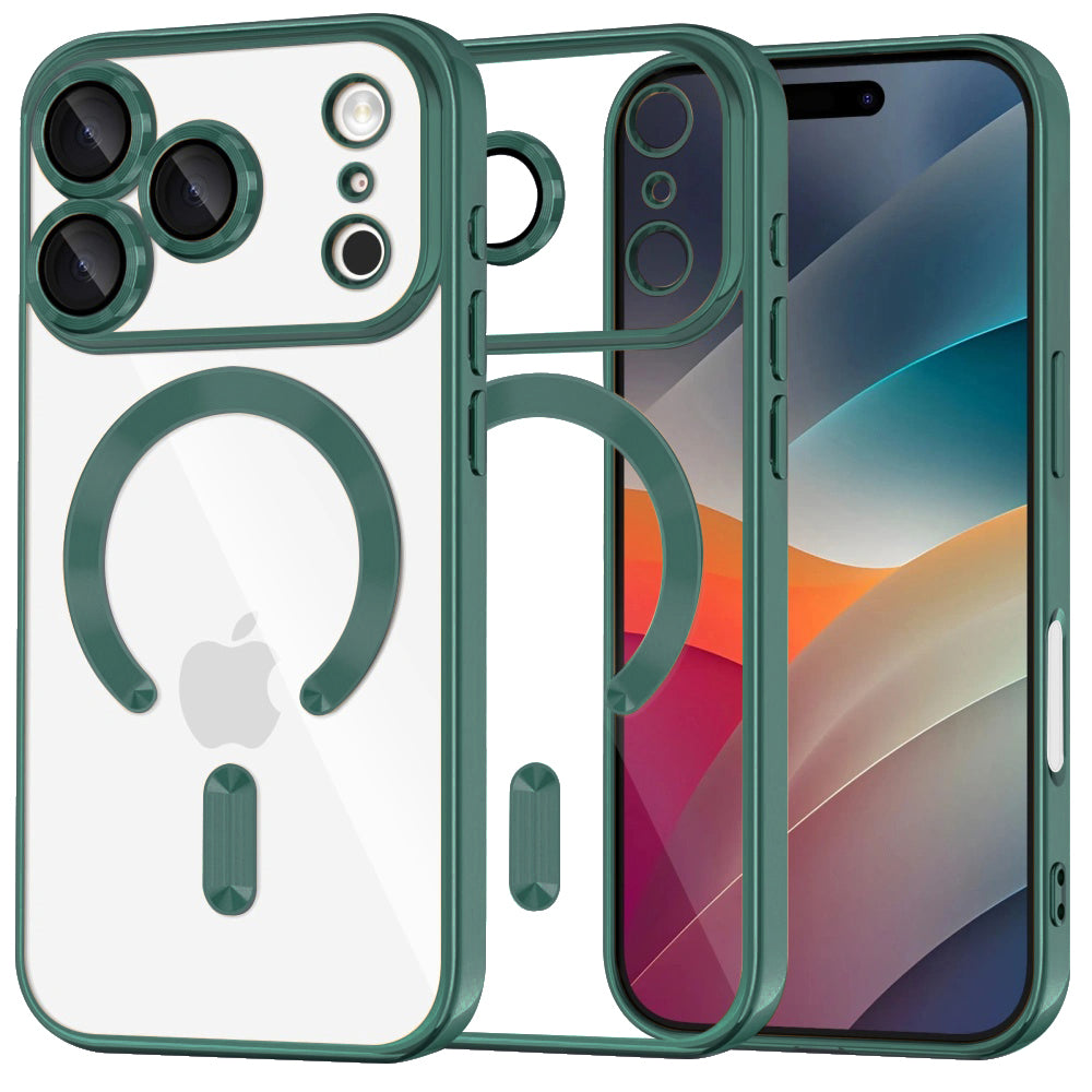 Ovitek MagSafe za Apple iPhone 17 Pro Max, Techsuit, Luxury Crystal, Temno Zelen