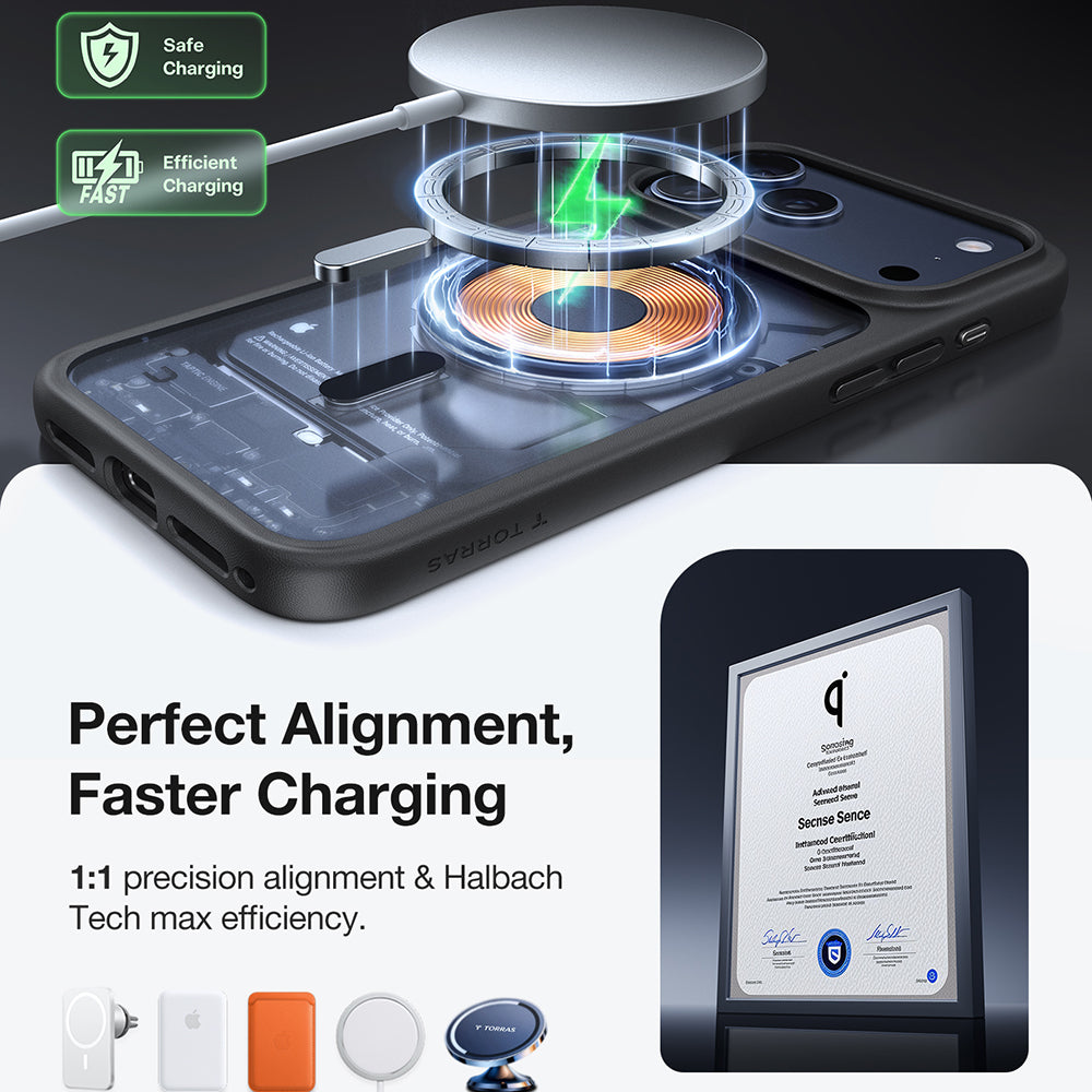Ovitek MagSafe za Apple iPhone 17 Pro Max, Torras, Guardian, Črn