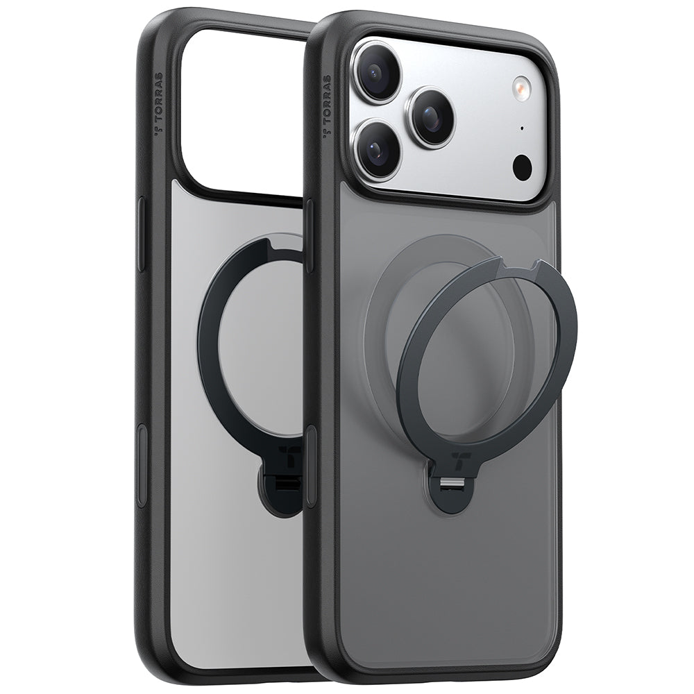 Ovitek MagSafe za Apple iPhone 17 Pro Max, Torras, Ostand Spin, Črn