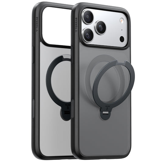 Ovitek MagSafe za Apple iPhone 17 Pro Max, Torras, Ostand Spin, Črn