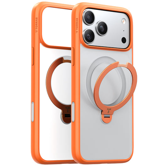 Ovitek MagSafe za Apple iPhone 17 Pro Max, Torras, Ostand Spin, Oranžen