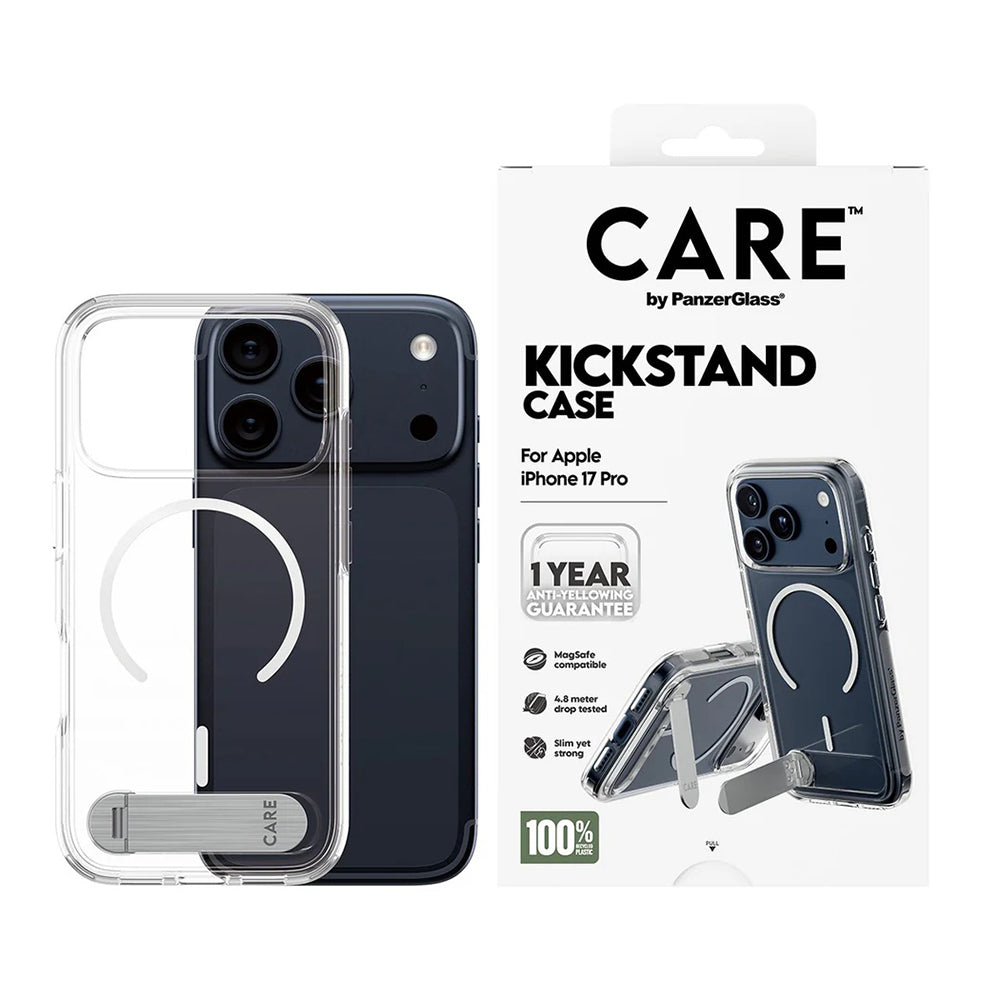 Ovitek MagSafe za Apple iPhone 17 Pro, PanzerGlass, s funkcijo stojala, prozoren