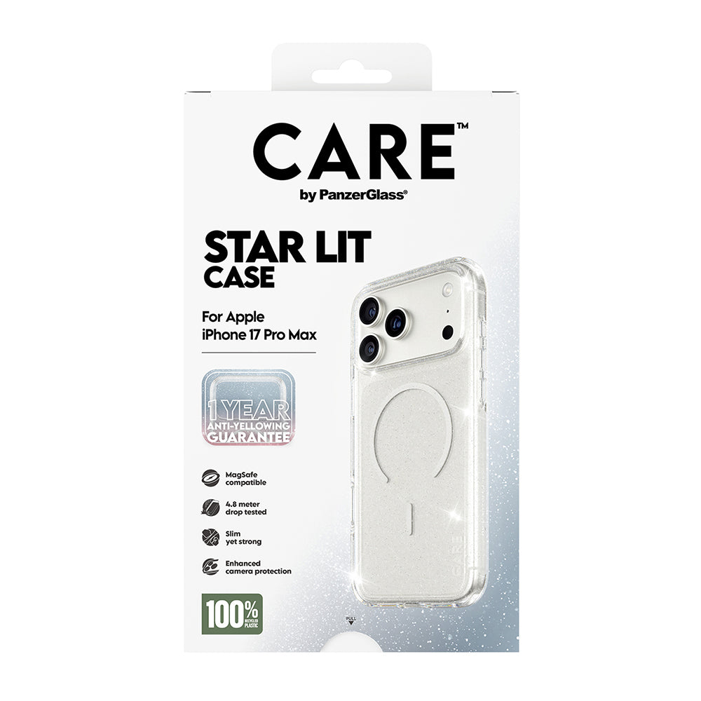 Ovitek MagSafe za Apple iPhone 17 Pro, PanzerGlass, Care Urban Explorer Star Lit, Prosojna Bela