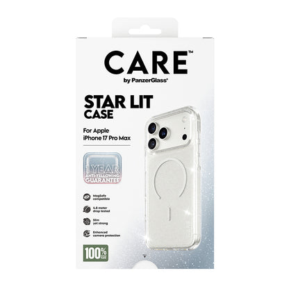 Ovitek MagSafe za Apple iPhone 17 Pro, PanzerGlass, Care Urban Explorer Star Lit, Prosojna Bela