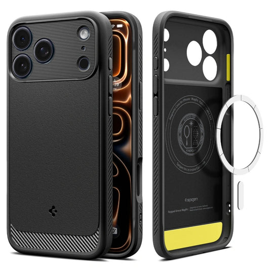 Ovitek MagSafe za Apple iPhone 17 Pro, Spigen, Rugged Armor, Mat Črn