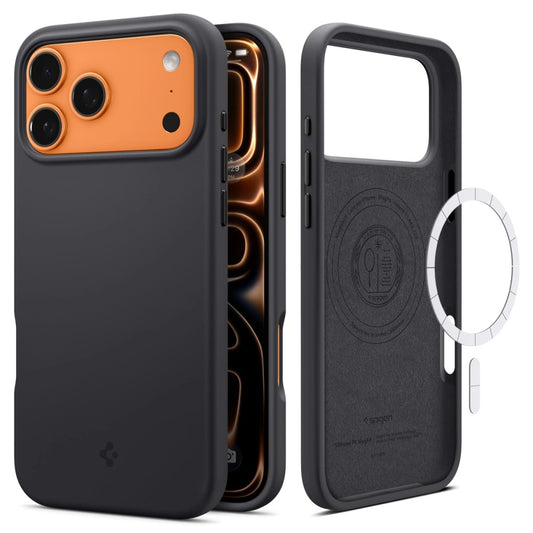 Ovitek MagSafe za Apple iPhone 17 Pro, Spigen, Silicone Fit, Črn