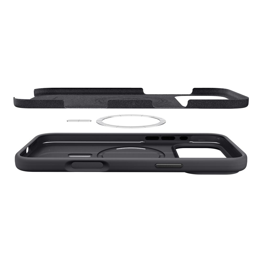 Ovitek MagSafe za Apple iPhone 17 Pro, Spigen, Silicone Fit, Črn