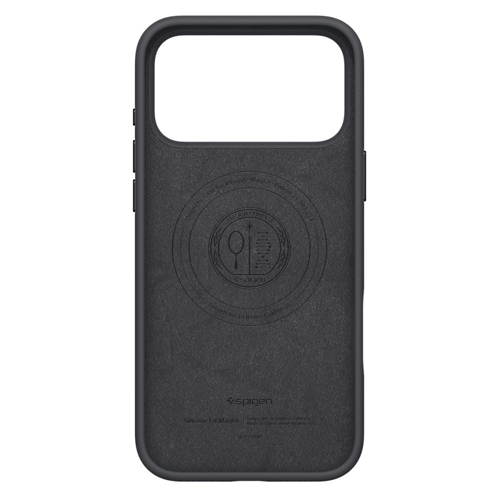 Ovitek MagSafe za Apple iPhone 17 Pro, Spigen, Silicone Fit, Črn