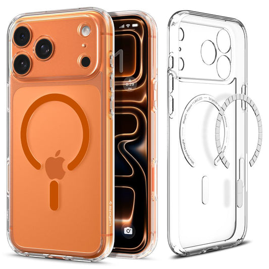 Ovitek MagSafe za Apple iPhone 17 Pro, Spigen, Ultra Hybrid, Prosojna Oranžna ACS11112
