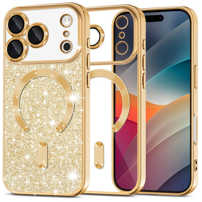 Ovitek MagSafe za Apple iPhone 17 Pro, Techsuit, Luxury Glitter, Zlat.