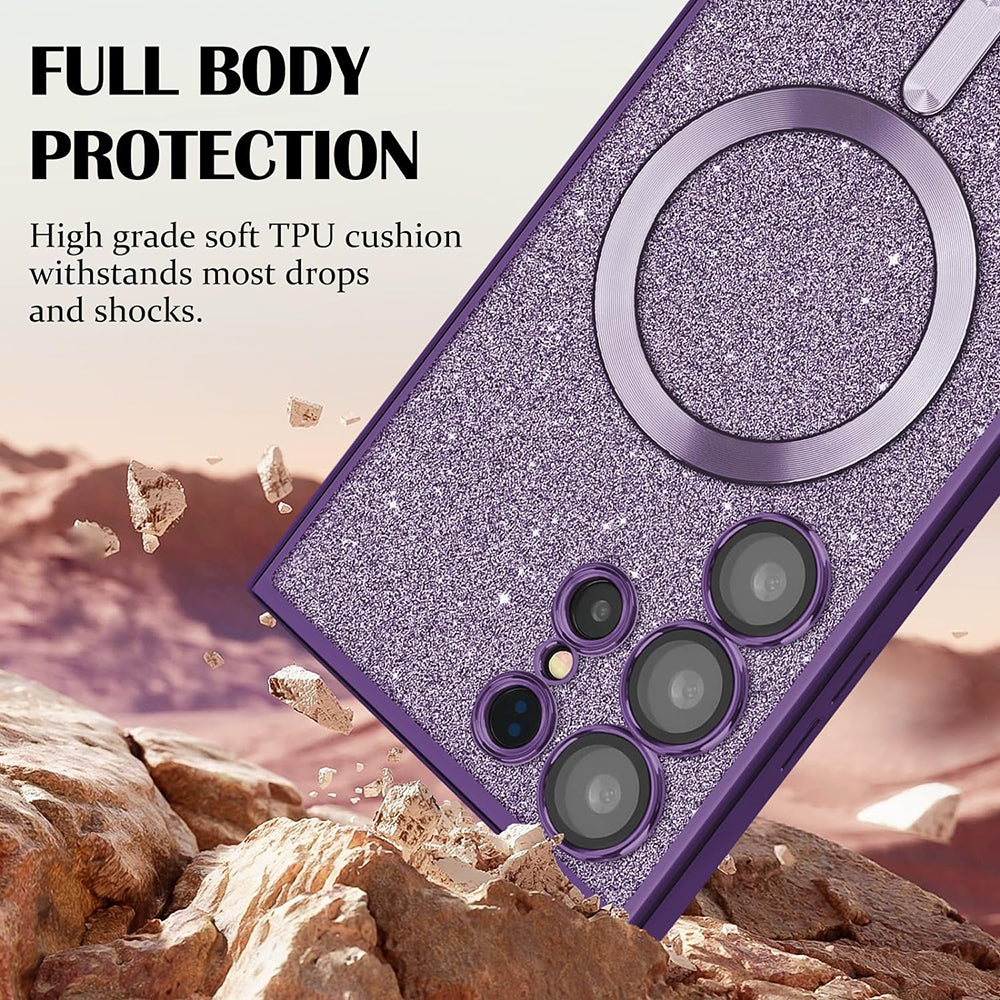 Ovitek MagSafe za Apple iPhone 17 Pro, Techsuit, Luxury Glitter, Črn