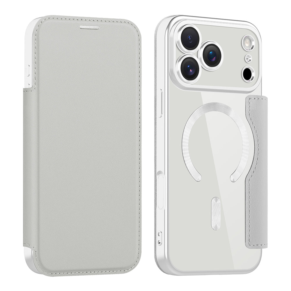 Ovitek MagSafe za Apple iPhone 17 Pro, Techsuit, SmartMag Book, Siv
