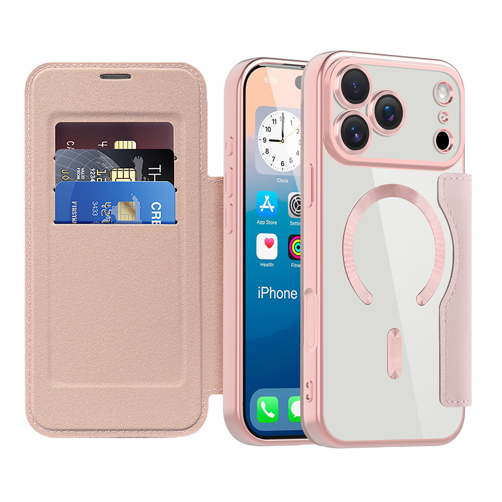 Ovitek MagSafe za Apple iPhone 17 Pro, Techsuit, SmartMag Book, Roza