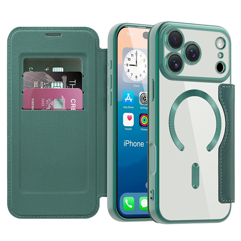 Ovitek MagSafe za Apple iPhone 17 Pro, Techsuit, SmartMag Book, Zelen