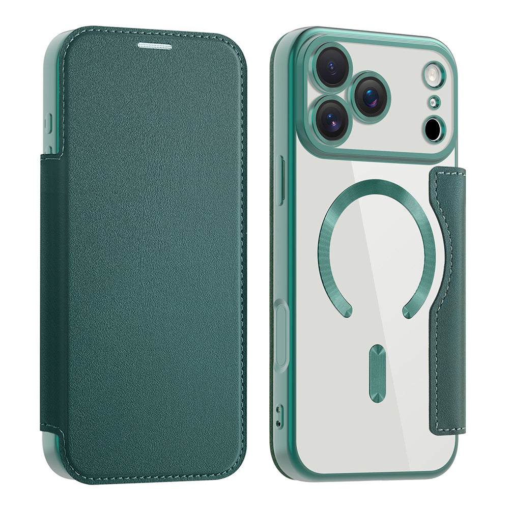 Ovitek MagSafe za Apple iPhone 17 Pro, Techsuit, SmartMag Book, Zelen