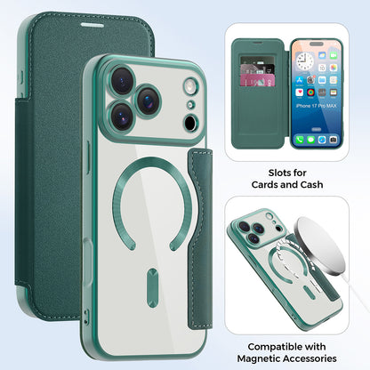 Ovitek MagSafe za Apple iPhone 17 Pro, Techsuit, SmartMag Book, Zelen