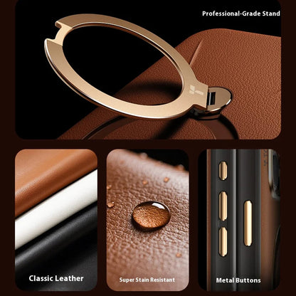 MagSafe ovitek za Apple iPhone 17 Pro, Torras, QPRO Leather, Rjava