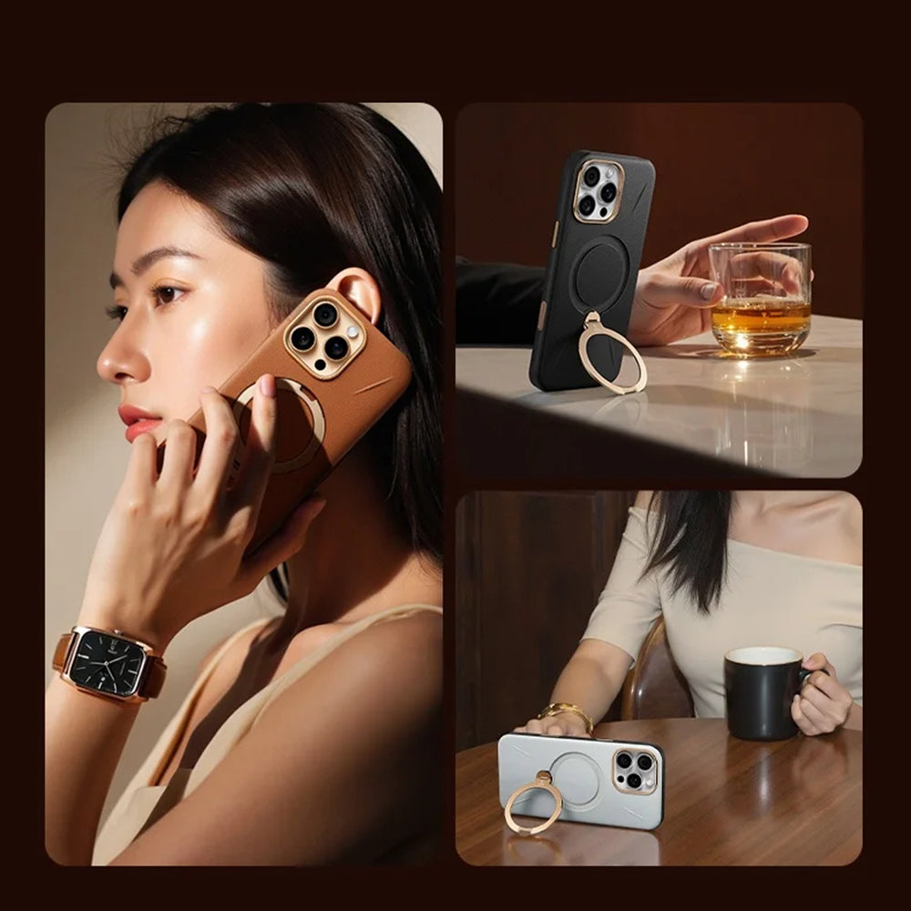 MagSafe ovitek za Apple iPhone 17 Pro, Torras, QPRO Leather, Rjava