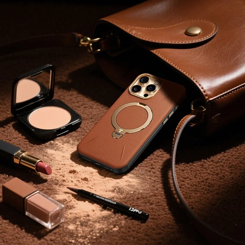 MagSafe ovitek za Apple iPhone 17 Pro, Torras, QPRO Leather, Rjava