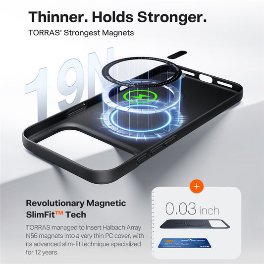 Ovitek MagSafe za Apple iPhone 17 Pro, Torras, SlimFit, Črn