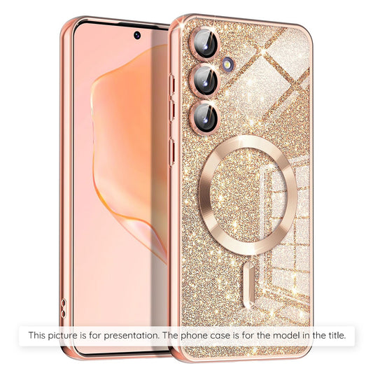 Ovitek MagSafe za Apple iPhone 17, Techsuit, Luxury Glitter, Zlato roza