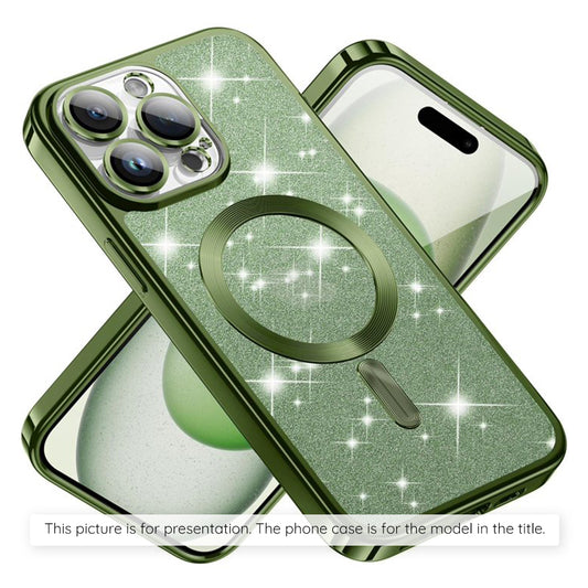 Ovitek MagSafe za Apple iPhone 17, Techsuit, Luxury Glitter, Temno Zelen