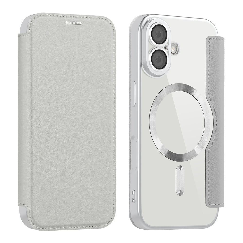 Ovitek MagSafe za Apple iPhone 17, Techsuit, SmartMag Book, Siva