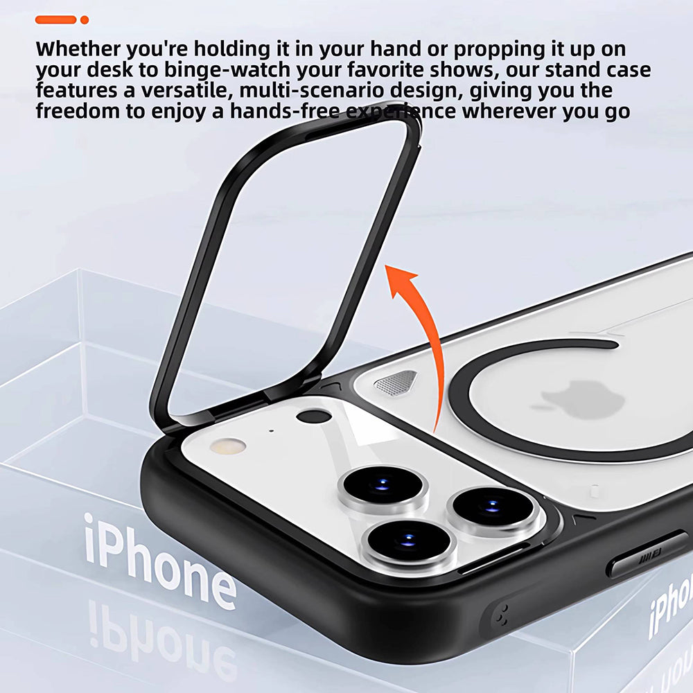 MagSafe Case for Apple iPhone 18 Pro / 17 Pro, Blueo, Heat Dissipation Stand, Satin Transparent Orange